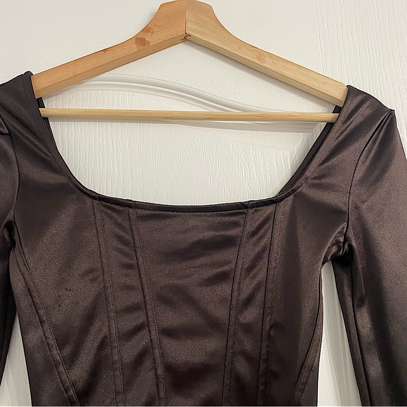 H&M | Dark brown fitted corset style dress - Picture 4 of 9